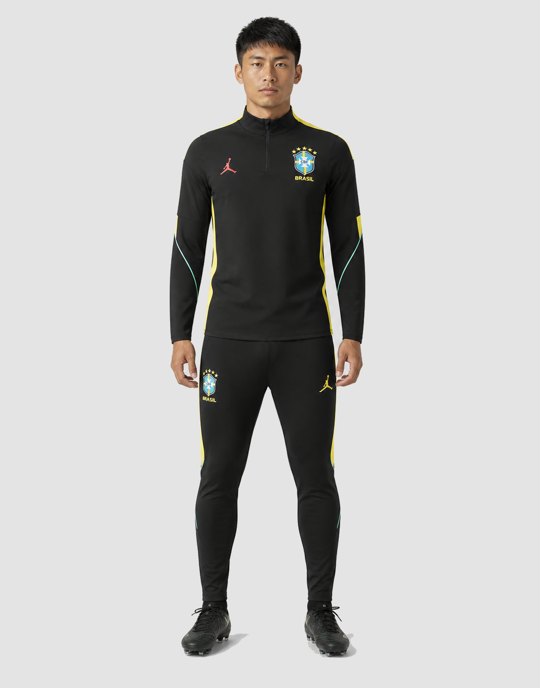 Brazil Tracksuit 2026 Jordan Black Half Zip